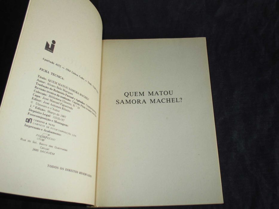 Livro Quem matou Samora Machel? Álvaro B. Marques