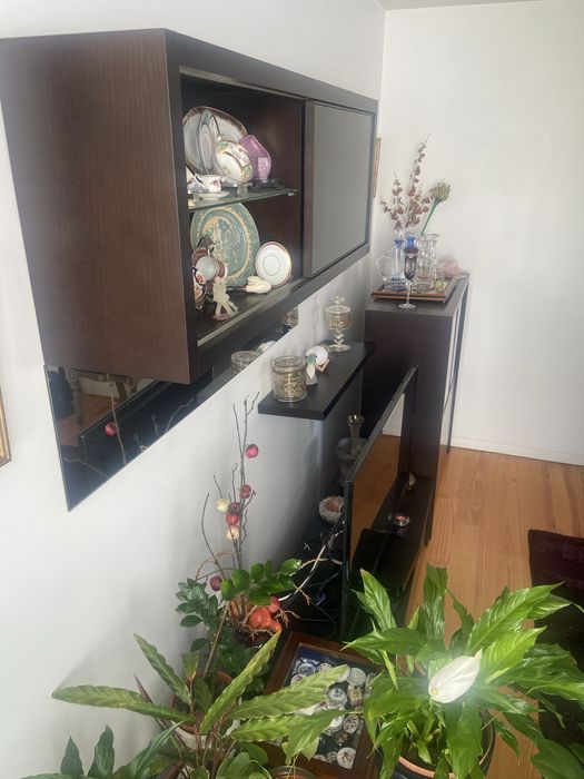 4 Moveis Moderno Vidro MDF Macico Branco/Wenge (LER DESCRICAO)