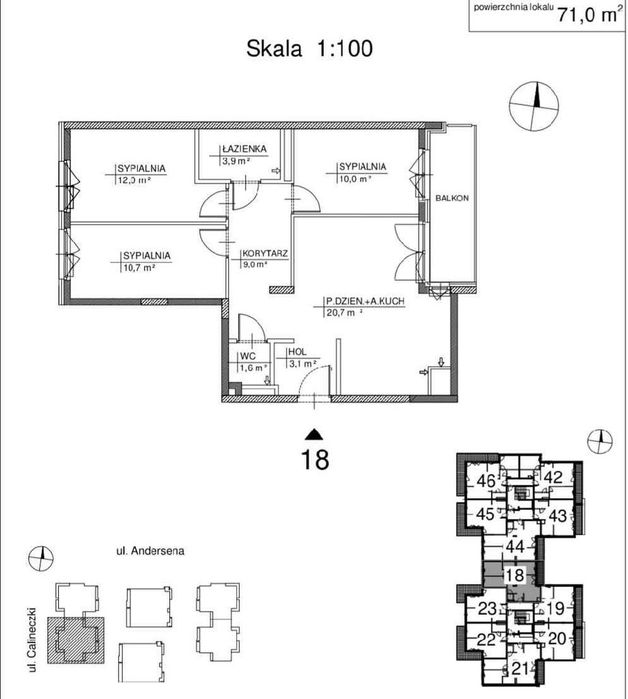 4 pokoje, 71 m2, balkon, garaż, Powstańców 33 Ząbki