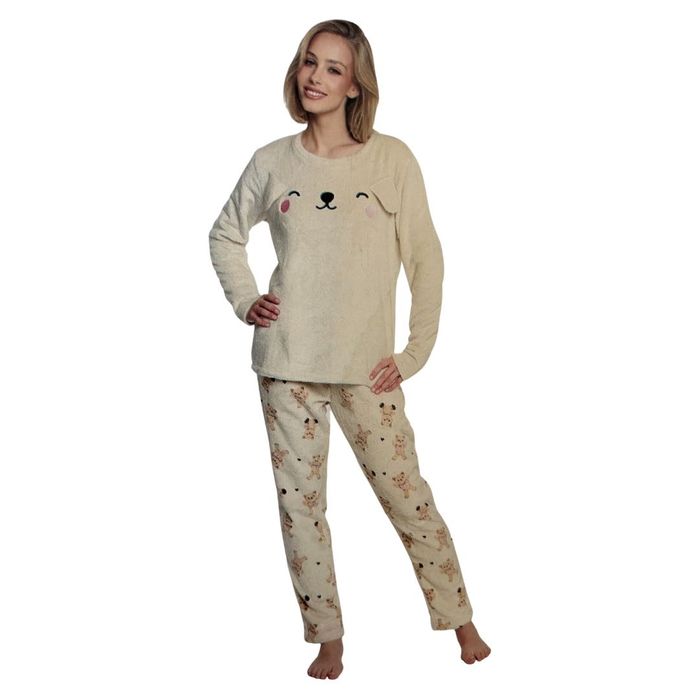 Ciepła dwuczęściowa piżama Cleve beżowa misie L