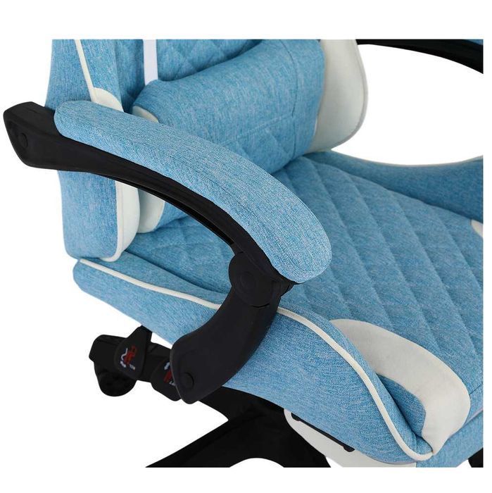 Fotel Gamingowy Infini Core Light Blue z Tkaniny i Podnóżkiem