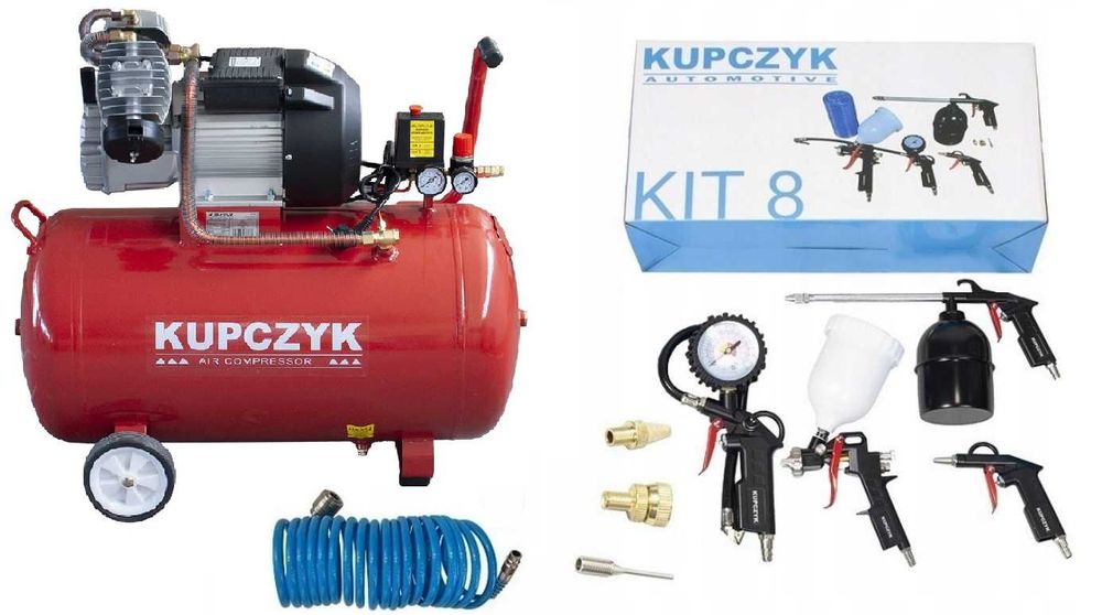 Kompresor wąż pistolet do malowania  ZVAT - 100 L  450 l/min Kupczyk