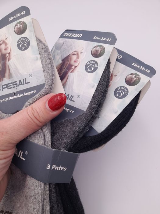 3 pary ciepłych skarpetek z angory rozmiar 38-42