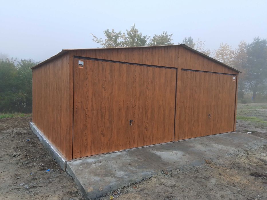 Garaż blaszany 7x6 Drewnopodobny