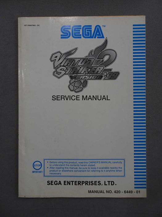 Catálogo / Manual de instruções SEGA Virtua Striker 99 Service Manual