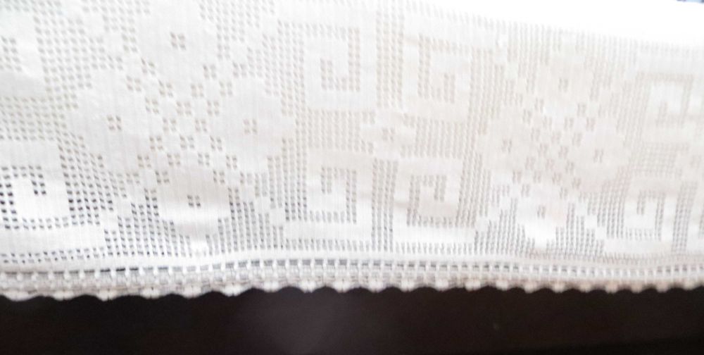 Antiguidades Colcha Tricot feita á mão 2,40x1,90 Metros - Estado Novo