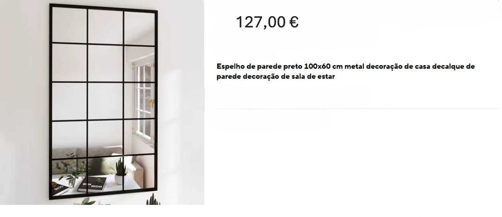 Espelho de parede preto 100x60