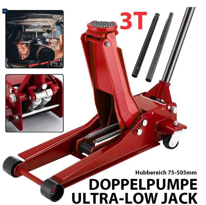 F1345  Macaco baixo perfil 3 Toneladas faixa de elevação 75-505mm