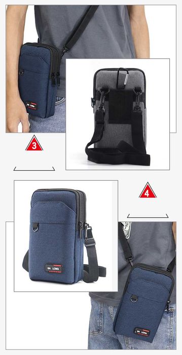 Czarna torebka na ramię na pasku listonoszka nylonowa unisex saszetka