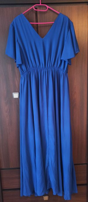 Piękna sukienka długa wesele forever 46 chabrowa