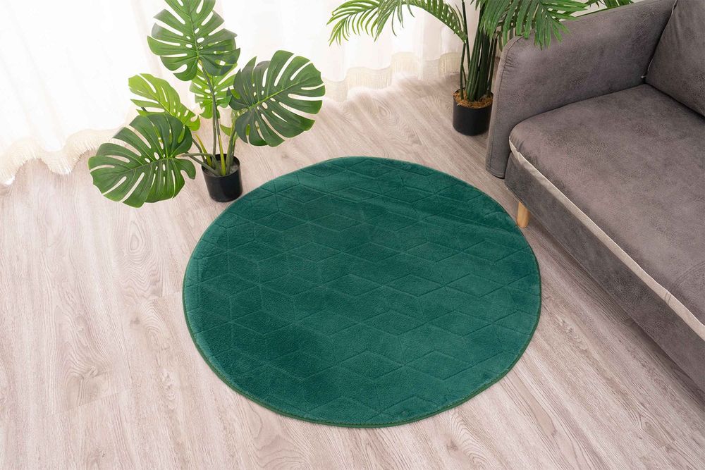 Dywan Villago Coniglio okrągły ZIELONY śr. 140 cm – pluszowy, miękki‼️