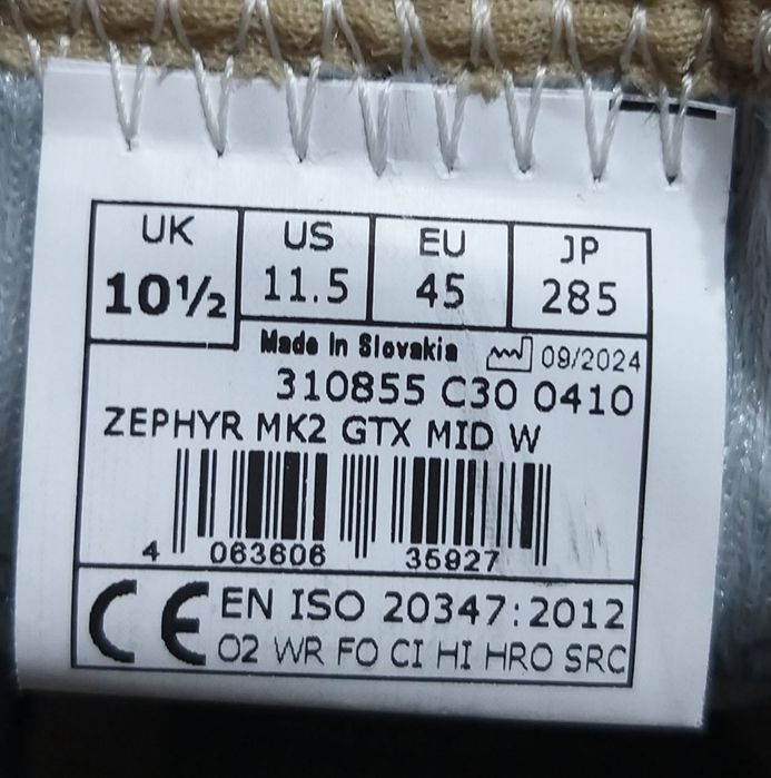Черевики Lowa Zephyr MK2 GTX MID, 43½р на 27.5 см, 45р на 29.2 см