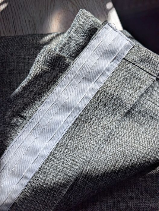 Сірі штори льон, мішковина, 2 комплекти