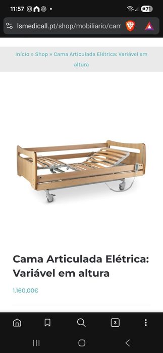 Cama articulada em madeira como nova