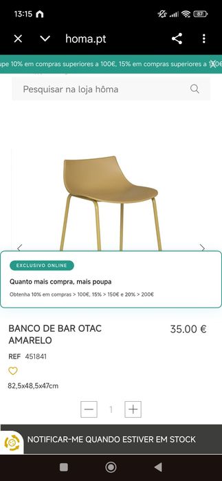Cadeira de bar amarelo torrado