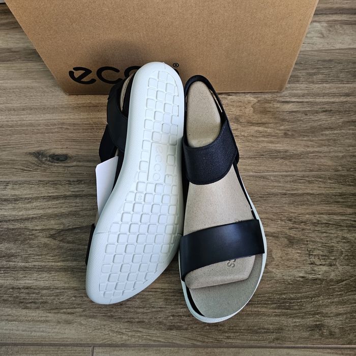 Ecco damara sandały skórzane czarne eleganckie  40 26cm