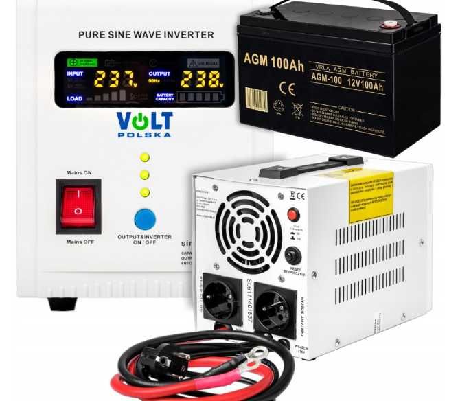 Аварійний комплект Volt Polska SINUS PRO 800 E 12/230V 500/800W + Акумулятор VOLT AGM VRLA 100Ah 12V