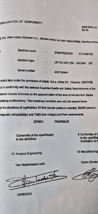 Sprężarka  atlas copko