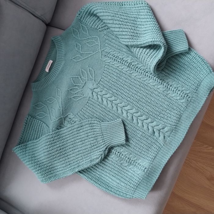 Zielony sweter S, 14% welna