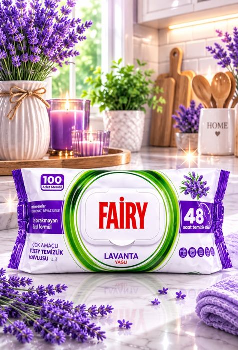 FAIRY Lawenda– Wielofunkcyjne chusteczki do czyszczenia powierzchni 100 szt