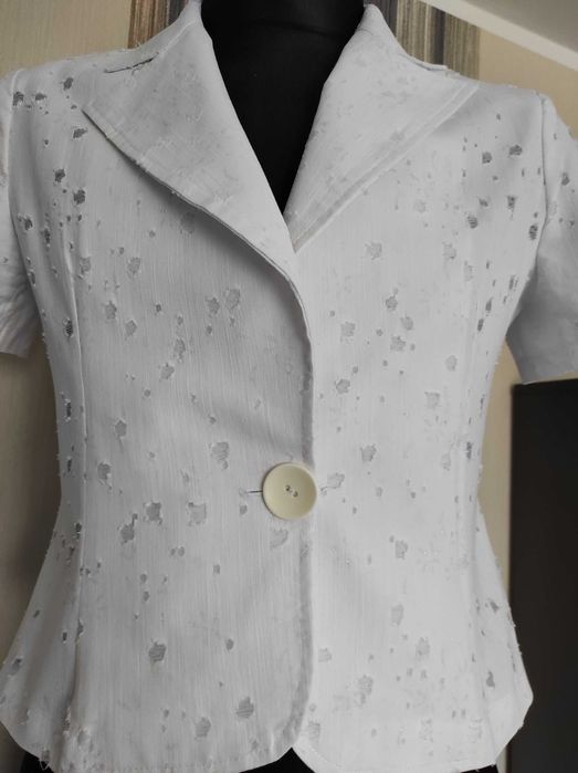 Marynarka, żakiet bawełniany, kolor biały, rozmiar 42