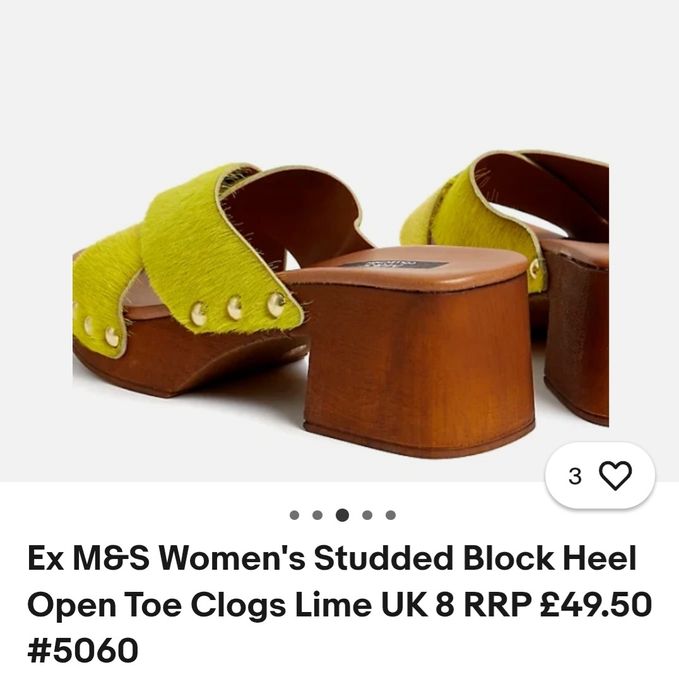 Шикарне взуття M&S шкіра block  heel clogs lime яскраві стукалки