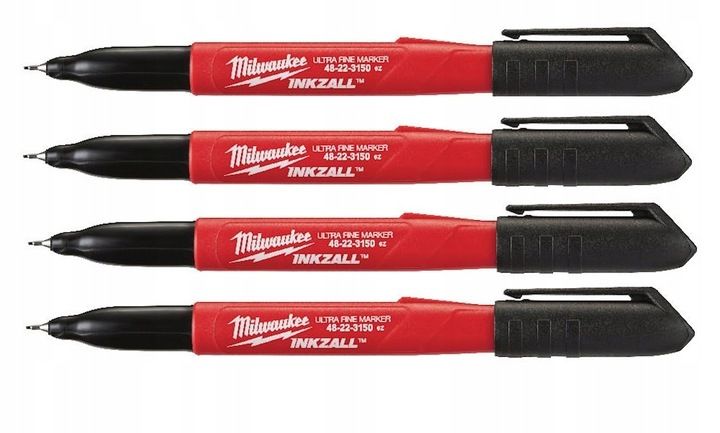 Markery cienkie czarne Milwaukee Inkzall zestaw 4 szt.
