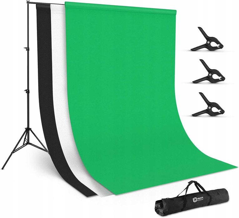 OMBAR System Tła 2x3 m + 3 Tła Studio Foto Zielone Białe Czarne