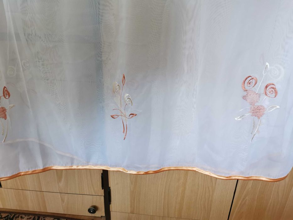 Biała firana woal z haftem -  150cm / 360cm