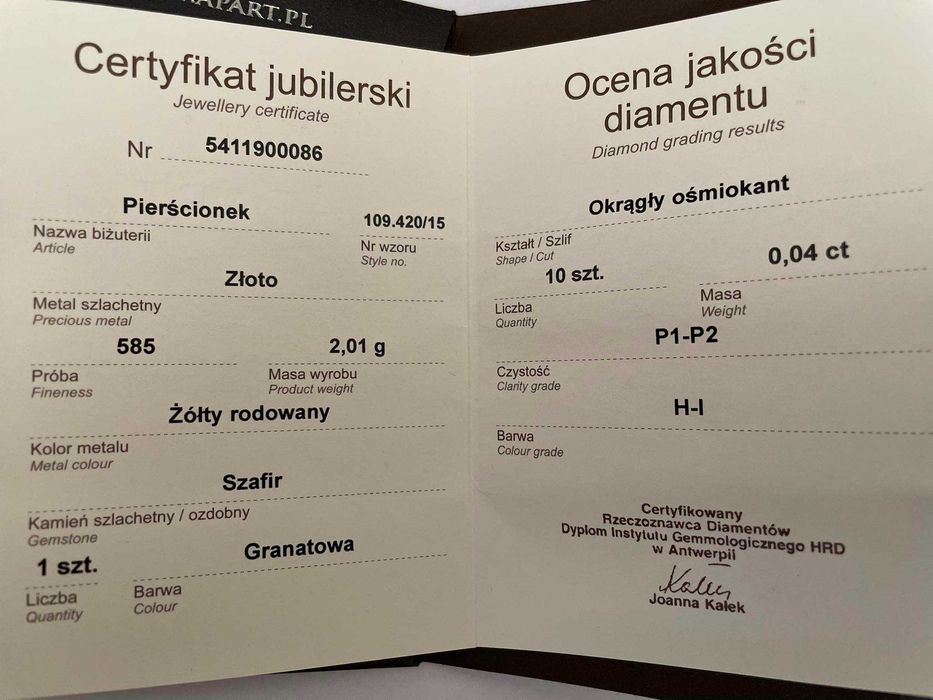 Pierścionek zaręczynowy Apart z szafirem