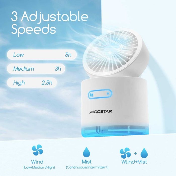 NOVO - Ventilador PORTÁTIL de mesa com ÁGUA e 7 luzes noturnas