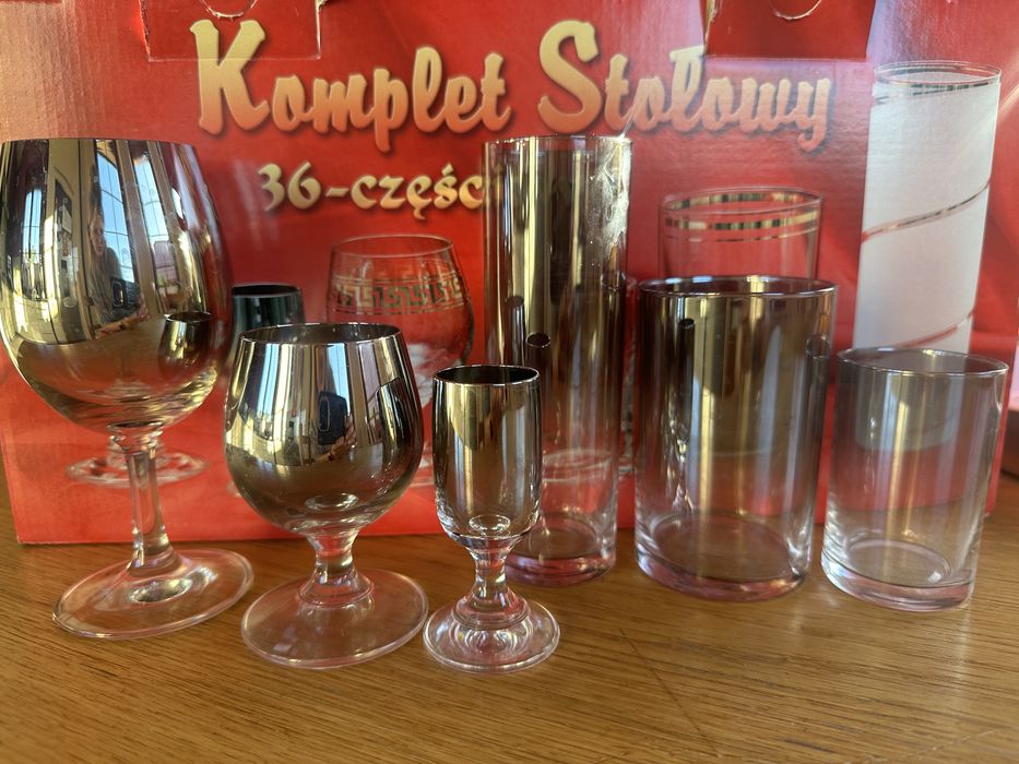 Szklanki komplet Krosno zestaw dla 6 osób patyna