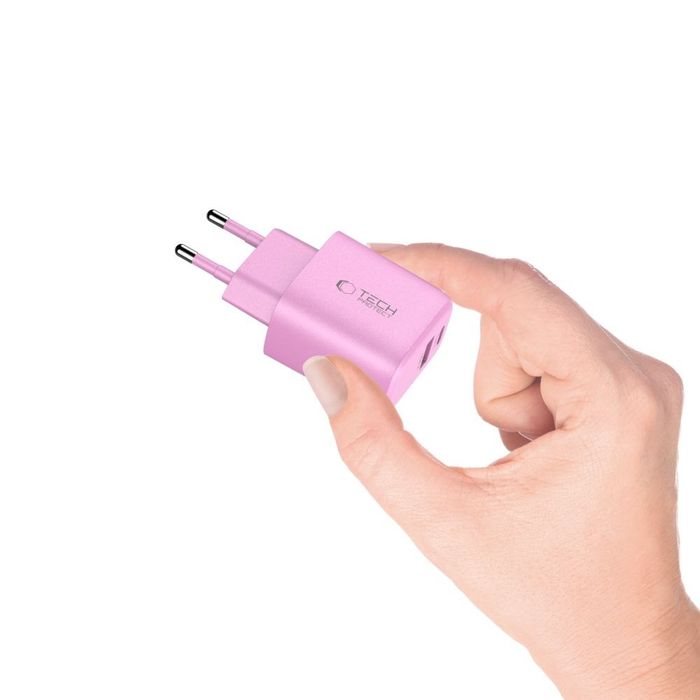 Tech-Protect NCA30 2-portowa ładowarka sieciowa PD 30W / QC3.0 jasnoróżowy
