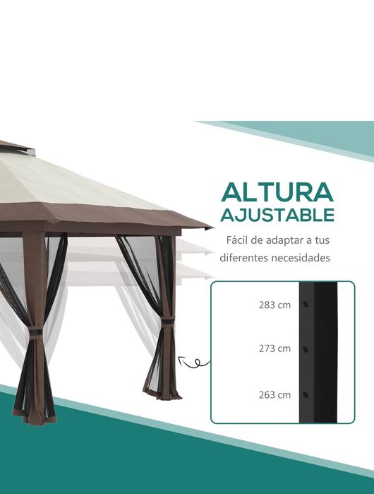 NOVO - Tenda Dobrável 4x4mts cor bege/castanho