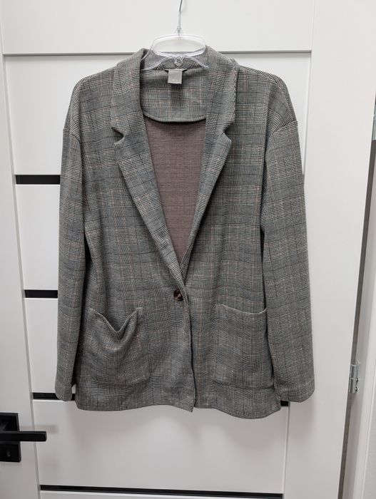 Marynarka żakiet szary siwy w kartkę pipetke Lindex s 36