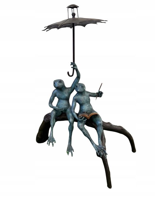 FONTANNA żaby pod parasolem - FIGURA Z BRĄZU