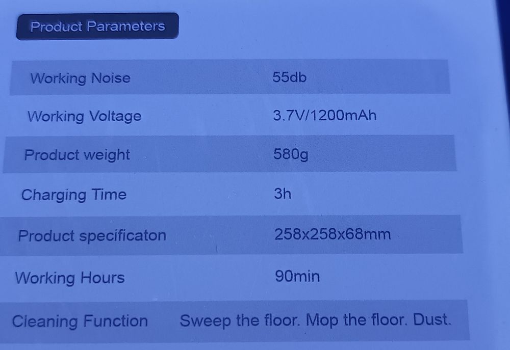 Robot aspirador 90 minutos de autonomia