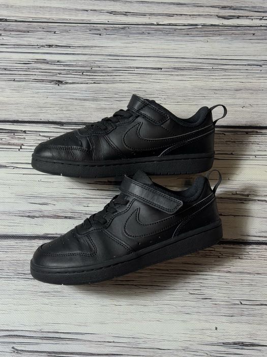 Nike детские кроссовки оригинал на липучке кожаные черные 33 размер