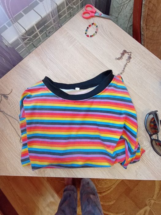 кофта полосатик альт,у2к радужная дрейн весна лонгслив тренд корея