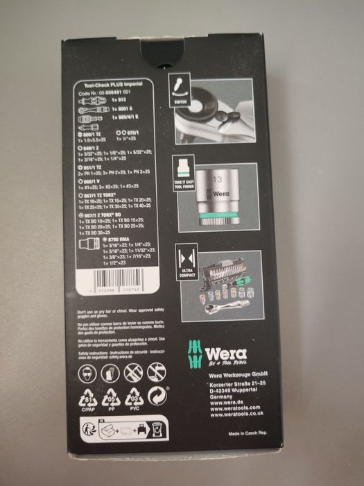 Zestaw narzędzi WERA TOOL-CHECK IMPERIAL PLUS 39 el. + grzechotka 1/4"