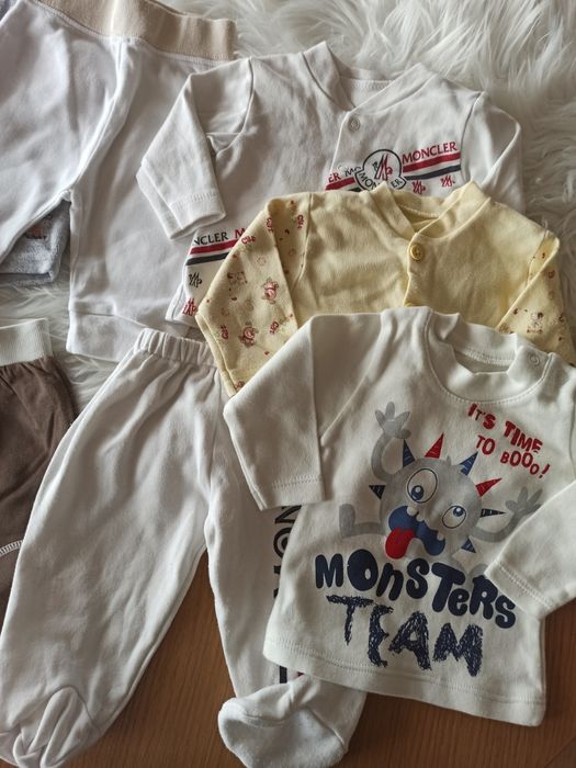 Zestaw paka 7x spodnie półśpiochy 3x bluza kaftaniki rozm 62