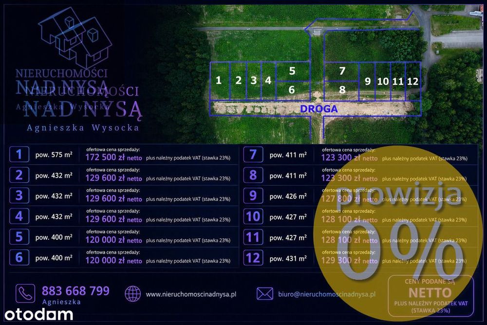 działki budowlane ! pow. 400 m2 i 800 m2!