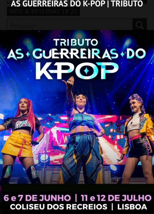 2 bilhetes Guerreiras do K-pop