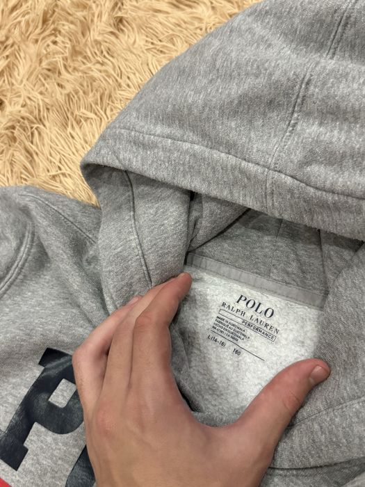 Серая кофта худи polo ralph lauren big logo поло ральф лорен оригинал