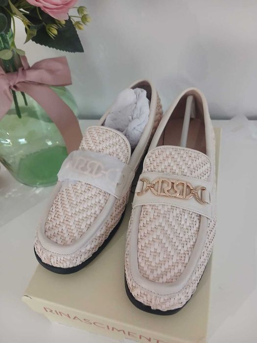 Mocassins Rinascimento Trançados Bege - Tamanho 37 | Novos com Etiqueta