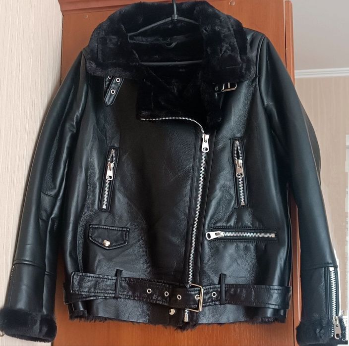 Дублянка / куртка чорна шкірзамінник/косуха