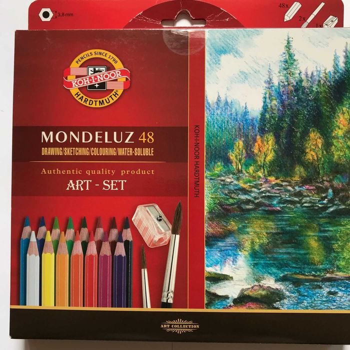 Kredki KOH-I-NOOR Mondeluz 48 kolorów + pędzel