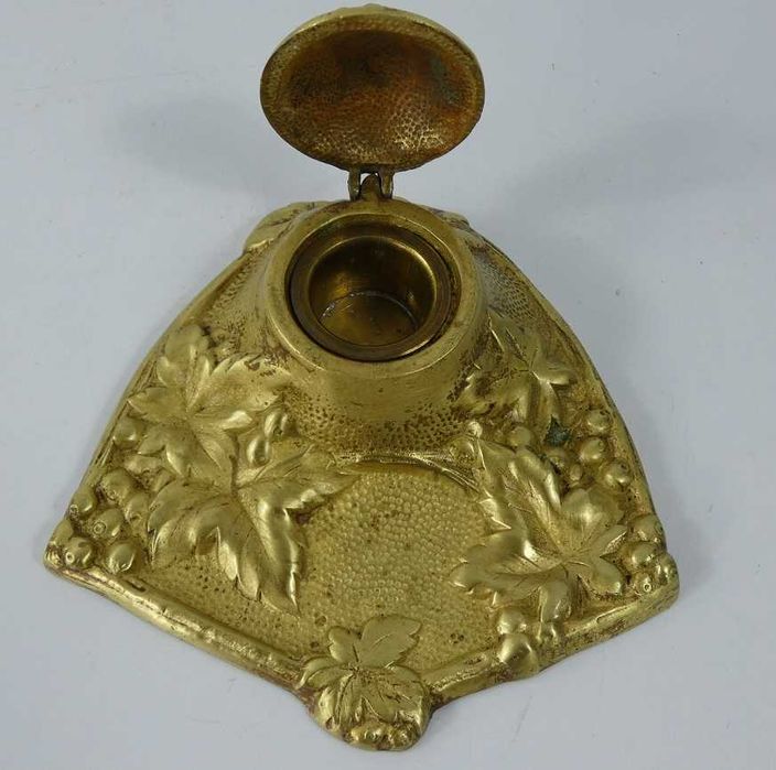 KAŁAMARZ na biurko mosiądz winogron kałamarznik atrament SECESJA