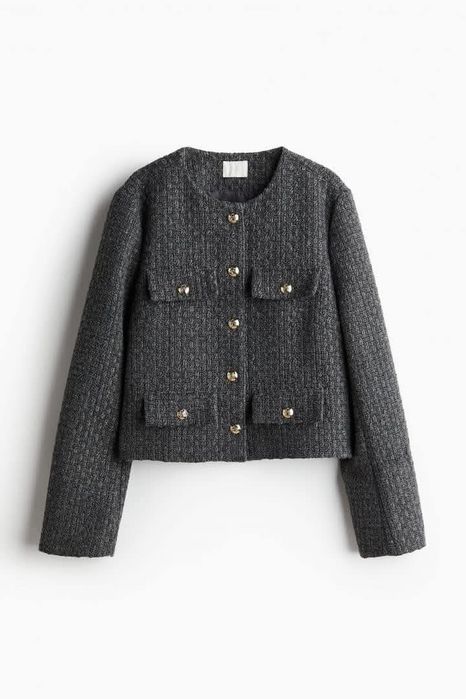 Marynarka żakiet tweedowy H&M old money 36