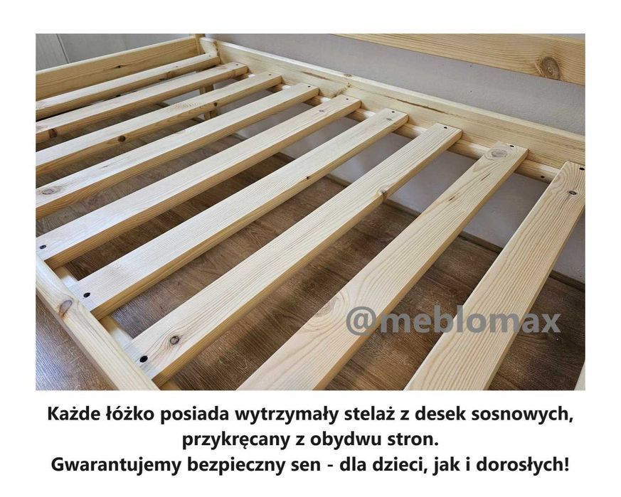 Łóżko antresola sosnowe drewniane bezpieczne stabilne mocne dla dzieci